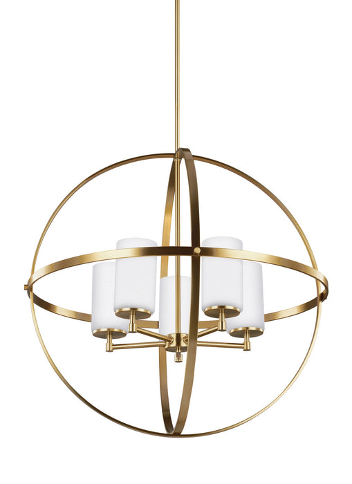 Alturas Five Light Chandelier in Satin Brass