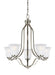 Emmons Five Light Chandelier in Brushed Nickel