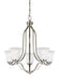 Emmons Five Light Chandelier in Brushed Nickel