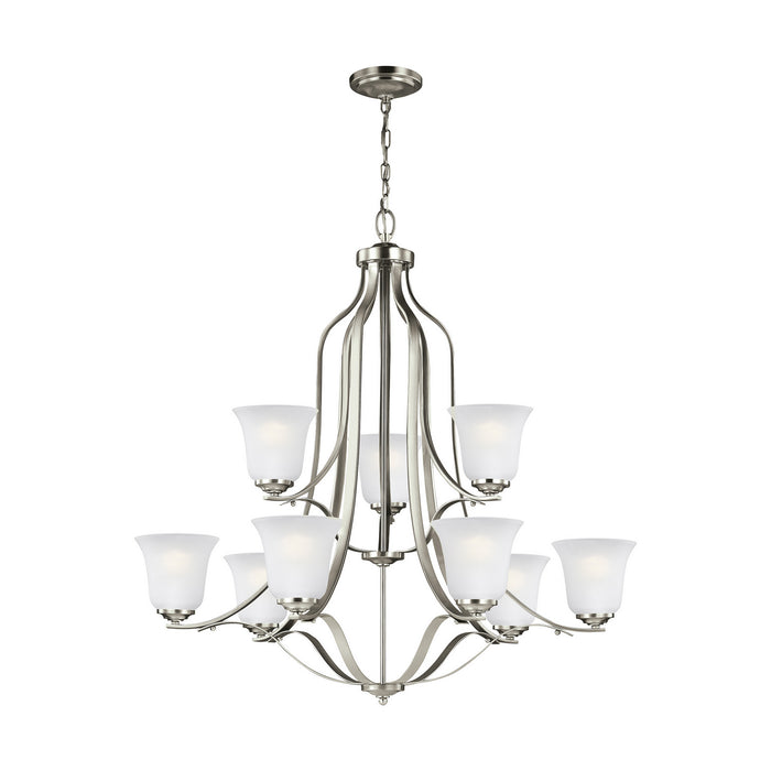 Emmons Nine Light Chandelier in Brushed Nickel