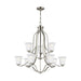 Emmons Nine Light Chandelier in Brushed Nickel