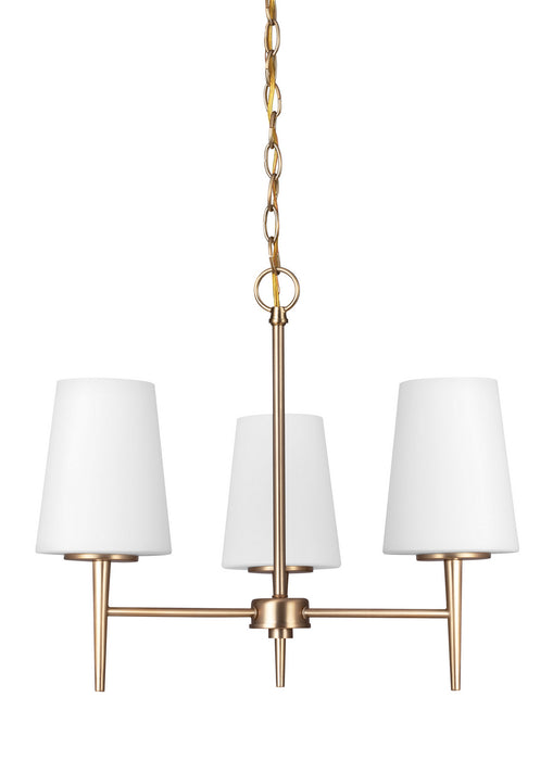 Driscoll Three Light Chandelier in Satin Brass