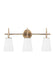 Driscoll Three Light Wall / Bath in Satin Brass