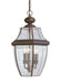 Lancaster Three Light Outdoor Pendant in Antique Bronze