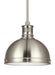 Pratt Street Metal One Light Pendant in Brushed Nickel