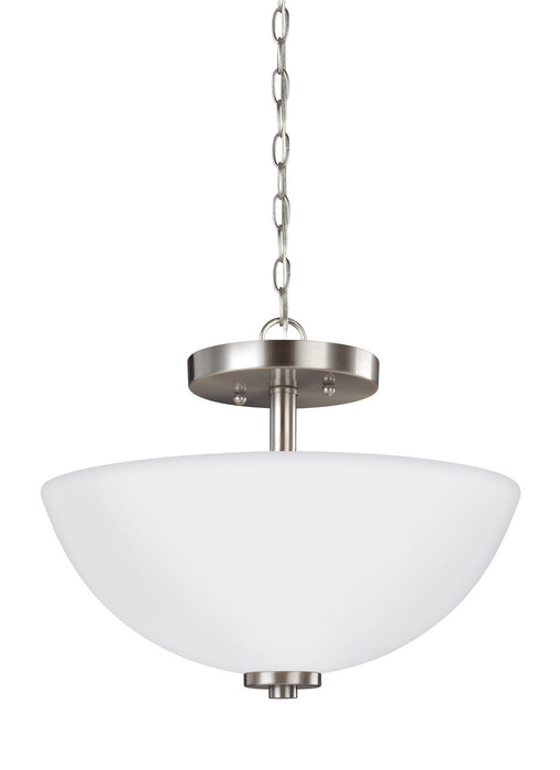 Oslo Two Light Semi-Flush Convertible Pendant in Brushed Nickel