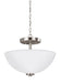 Oslo Two Light Semi-Flush Convertible Pendant in Brushed Nickel