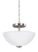 Oslo Two Light Semi-Flush Convertible Pendant in Brushed Nickel