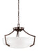 Hanford Three Light Semi-Flush Convertible Pendant in Bronze