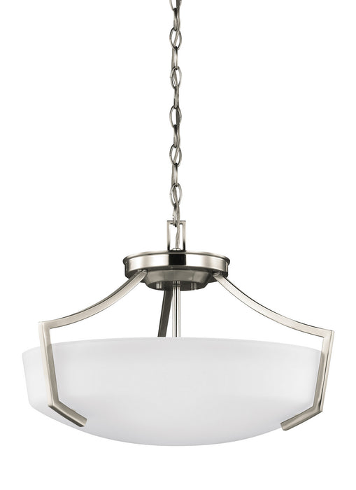 Hanford Three Light Semi-Flush Convertible Pendant in Brushed Nickel