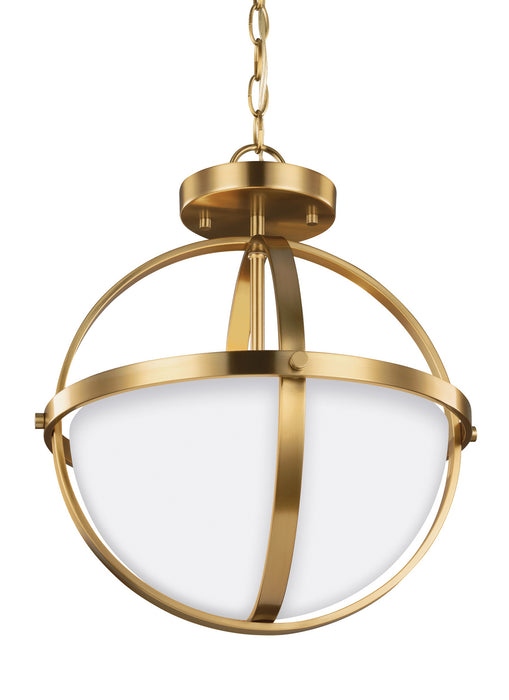 Alturas Two Light Semi-Flush Convertible Pendant in Satin Brass