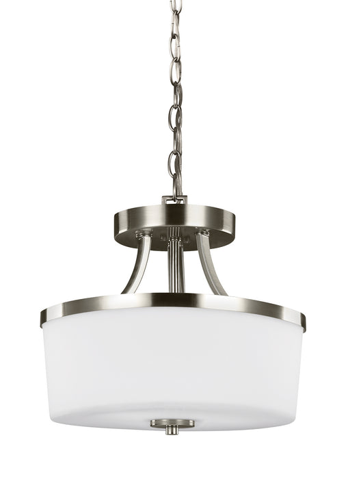 Hettinger Two Light Semi-Flush Convertible Pendant in Brushed Nickel