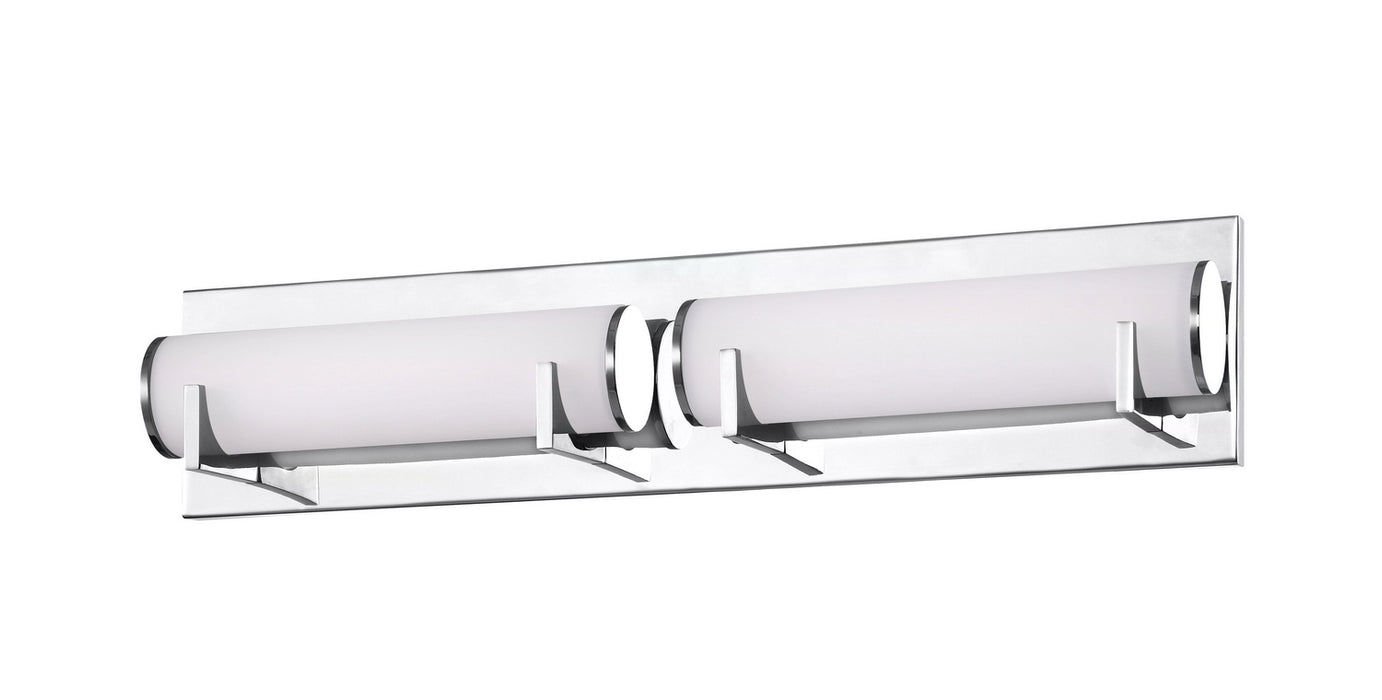 3162-26- Madison LED 2-Light Bath Fixture in Chrome with Satin White Glass by Dolan Designs