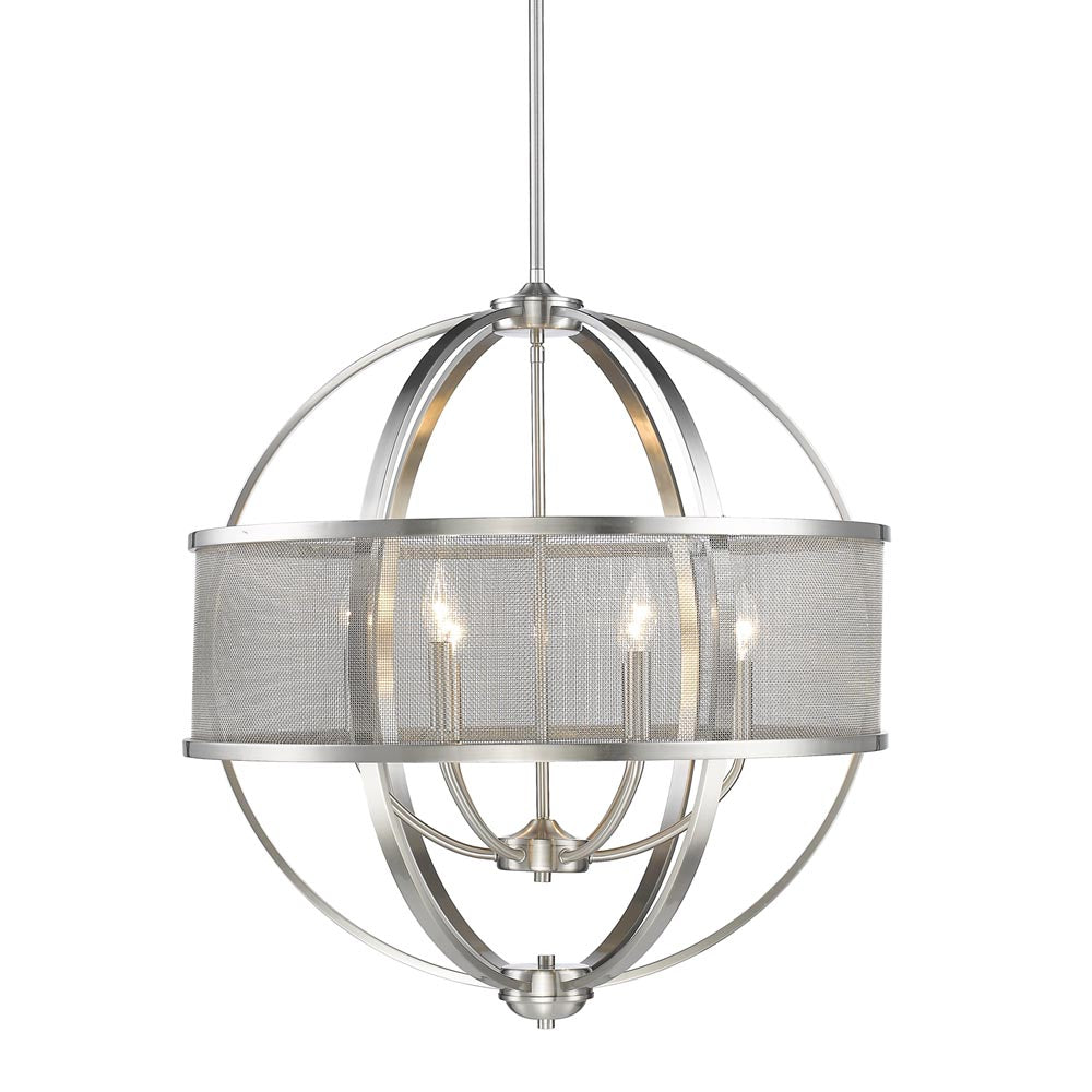 3167-6 PW-PW- Colson 6-Light Chandelier in Pewter with Pewter Shade by Golden Lighting