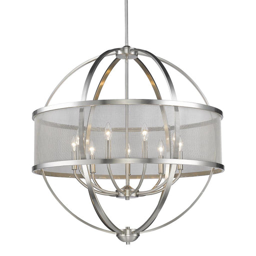 3167-9 PW-PW- Colson 9-Light Chandelier in Pewter with Pewter Shade by Golden Lighting