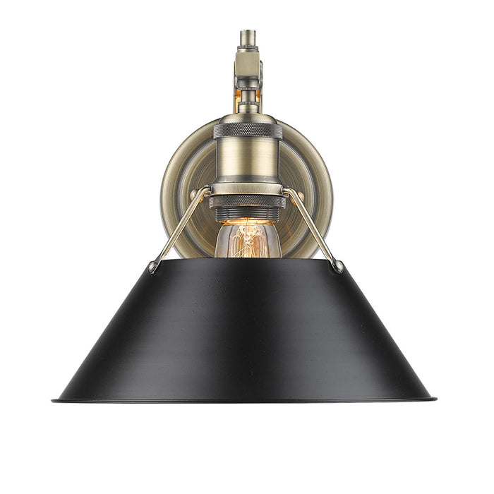 3306-1W AB-BLK- Orwell 1-Light Wall Sconce in Aged Brass with Black Shade by Golden Lighting