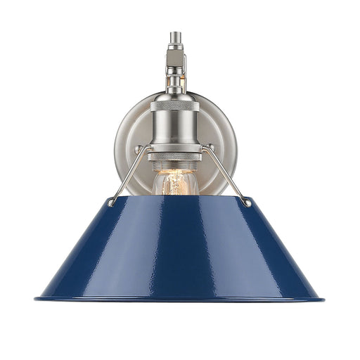 3306-1W PW-NVY - Orwell 1-Light Wall Sconce in Pewter with Navy Blue Shade by Golden Lighting