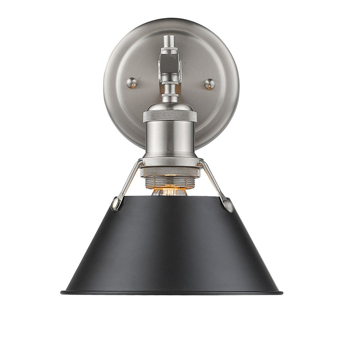 3306-BA1 PW-BLK- Orwell 1-Light Bath Vanity in Pewter with Black Shade by Golden Lighting