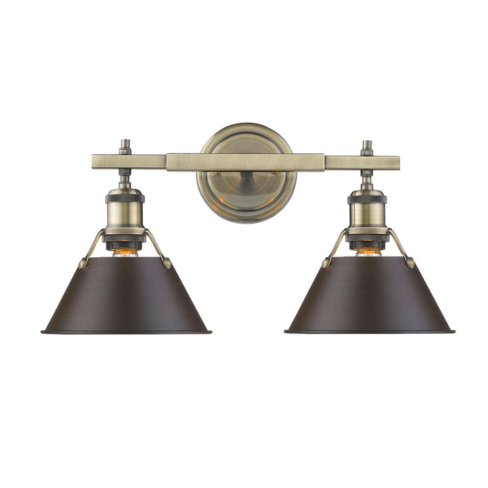 3306-BA2 AB-RBZ - Orwell 2-Light Bath Vanity in Aged Brass with Rubbed Bronze Shades by Golden Lighting