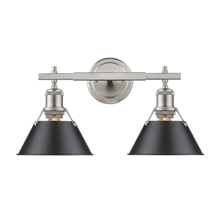 3306-BA2 PW-BLK- Orwell 2-Light Bath Vanity in Pewter with Black Shades by Golden Lighting