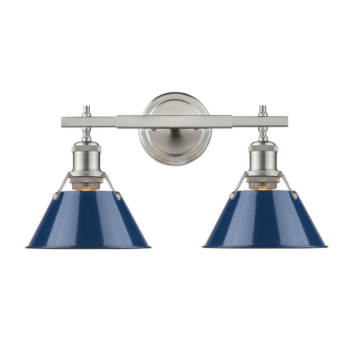 3306-BA2 PW-NVY- Orwell 2-Light Bath Vanity in Pewter with Navy Blue Shades by Golden Lighting