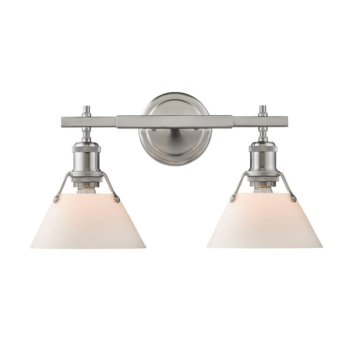 3306-BA2 PW-OP- Orwell 2-Light Bath Vanity in Pewter with Opal Glass Shades by Golden Lighting