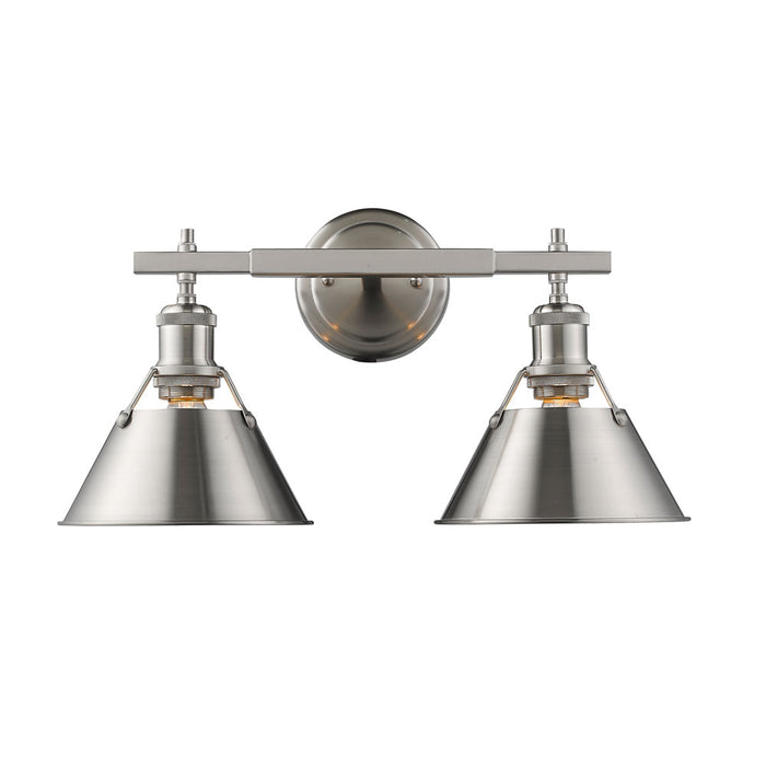 3306-BA2 PW-PW- Orwell 2-Light Bath Vanity in Pewter with Pewter Shades by Golden Lighting