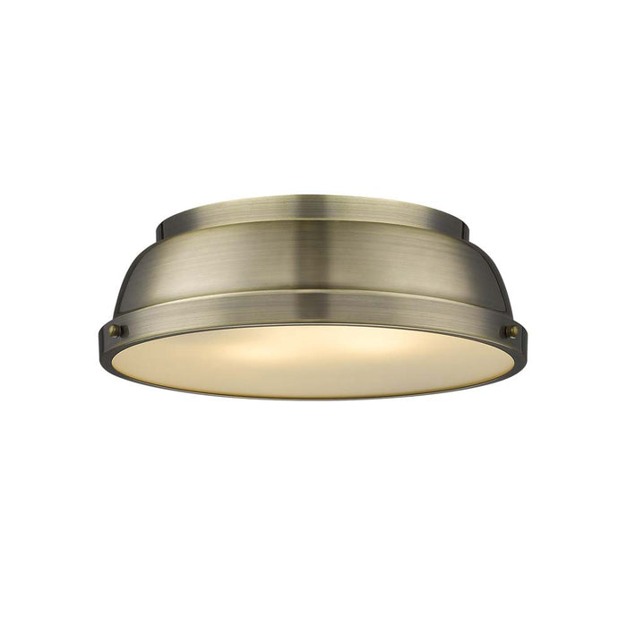 3602-14 AB-AB- Duncan Flush Mount in Aged Brass with Aged Brass Shade by Golden Lighting