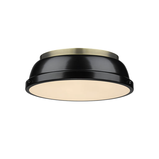 3602-14 AB-BK- Duncan Flush Mount in Aged Brass with Black Shade by Golden Lighting