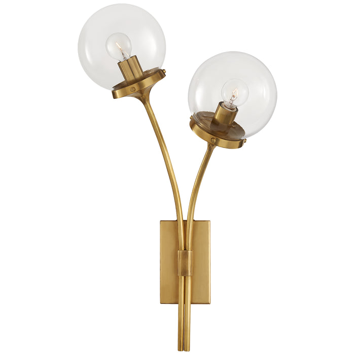 Prescott Two Light Wall Sconce in Soft Brass