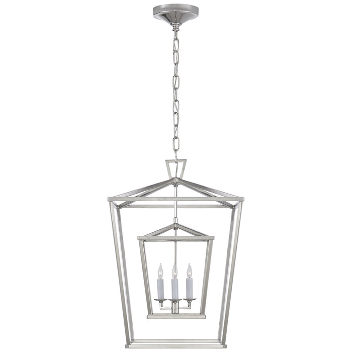 Darlana Three Light Lantern in Polished Nickel