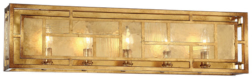 N1475-293- Edgemont Park 5-Light Bath Sconce in Pandora Gold Leaf with Textured Glass by Metropolitan