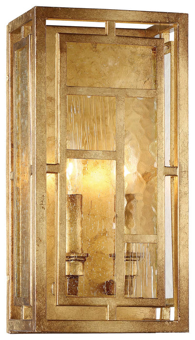 N6472-293- Edgemont Park 2-Light Wall Sconce in Pandora Gold Leaf with Textured Glass by Metropolitan