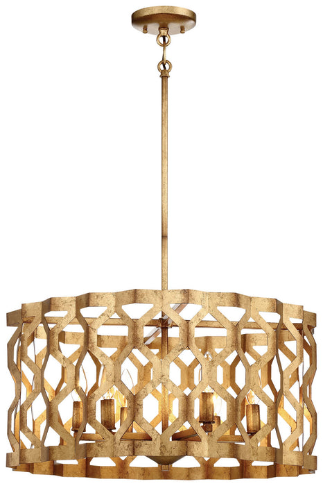 N6775-293- Coronade 6-Light Pendant in Pandora Gold Leaf by Metropolitan