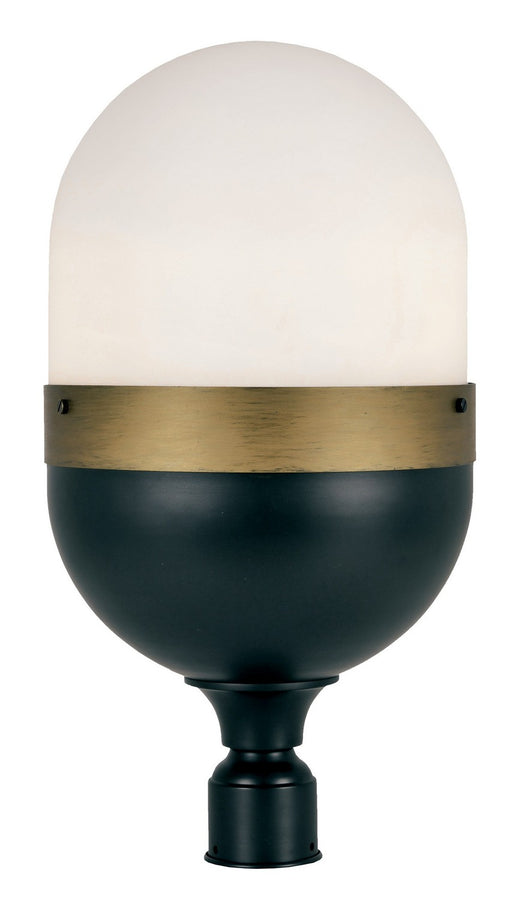 CAP-8509-MK-TG- Capsule 3-Light Outdoor Lantern Post in Matte Black / Textured Gold by Crystorama