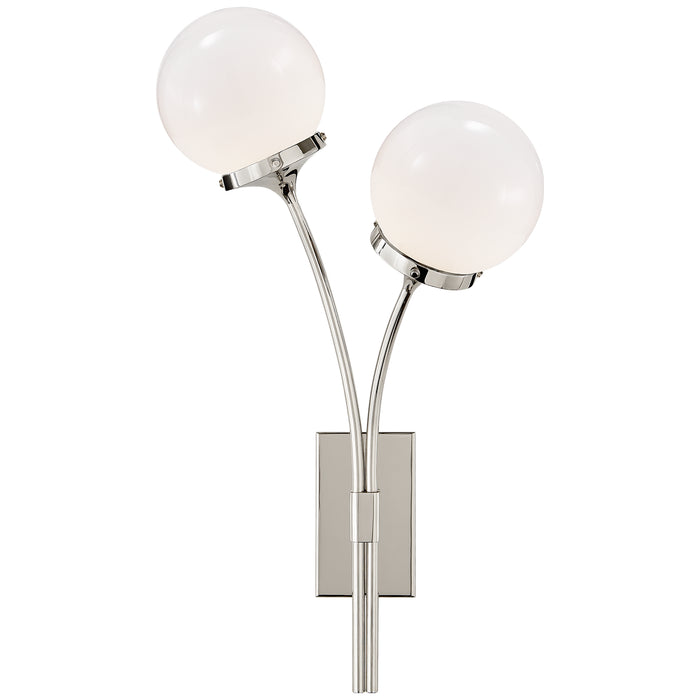 Prescott Two Light Wall Sconce in Polished Nickel