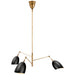 Sommerard Three Light Chandelier in Hand-Rubbed Antique Brass and Black