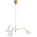 Sommerard Three Light Chandelier in Hand-Rubbed Antique Brass and White