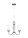 Seville Three Light Chandelier in Brushed Nickel