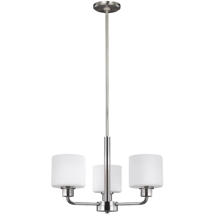 Canfield Three Light Chandelier in Brushed Nickel