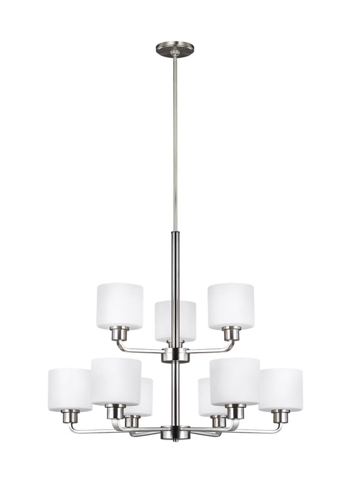 Canfield Nine Light Chandelier in Brushed Nickel