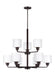 Canfield Nine Light Chandelier in Bronze