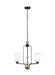 Franport Three Light Chandelier in Bronze