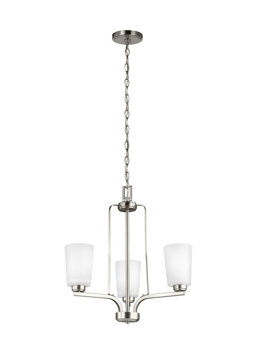 Franport Three Light Chandelier in Brushed Nickel