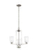 Franport Three Light Chandelier in Brushed Nickel