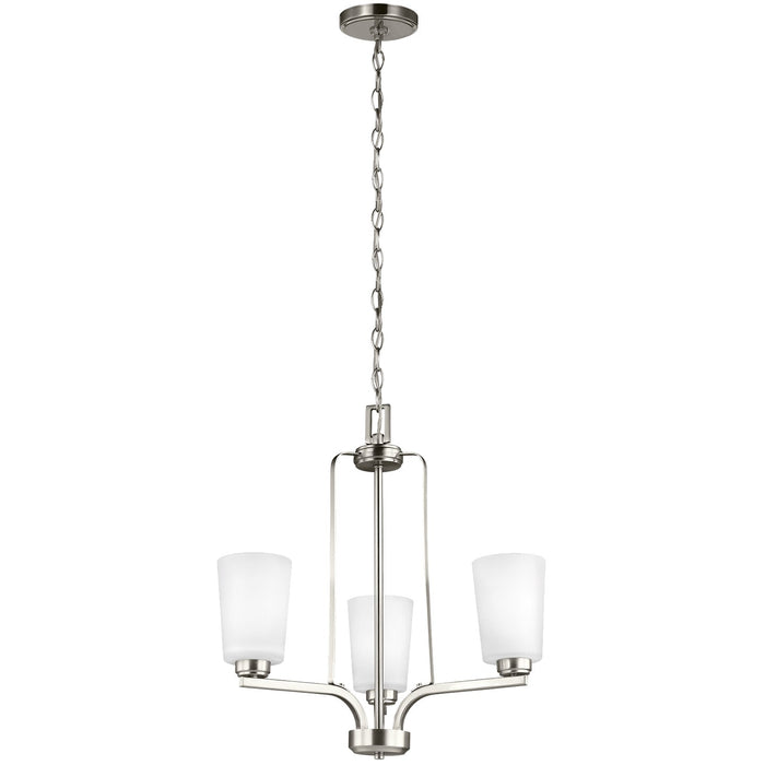 Franport Three Light Chandelier in Brushed Nickel