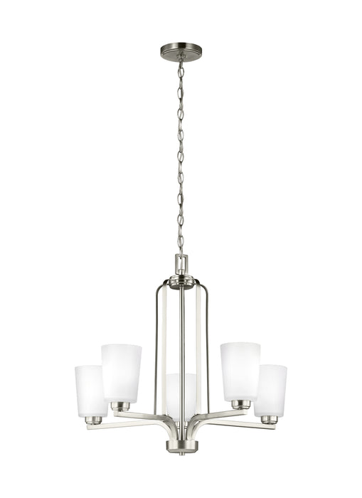 Franport Five Light Chandelier in Brushed Nickel