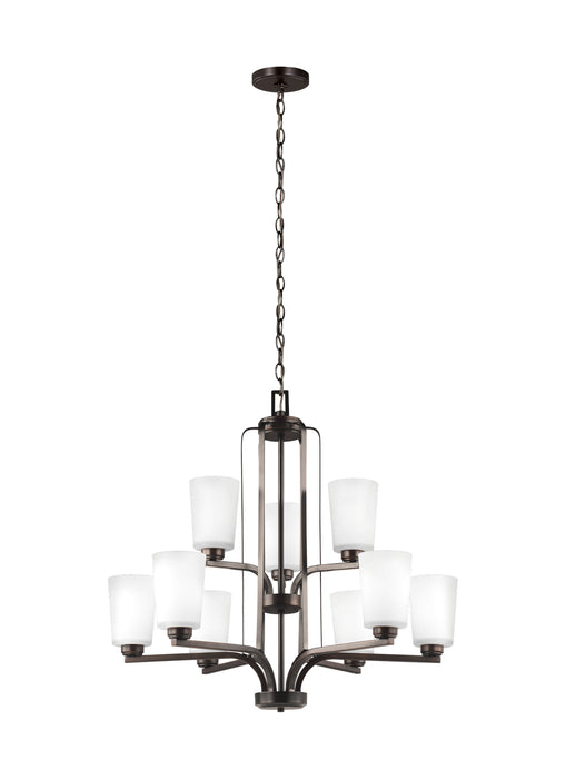 Franport Nine Light Chandelier in Bronze