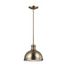 Pratt Street Metal One Light Pendant in Satin Brass