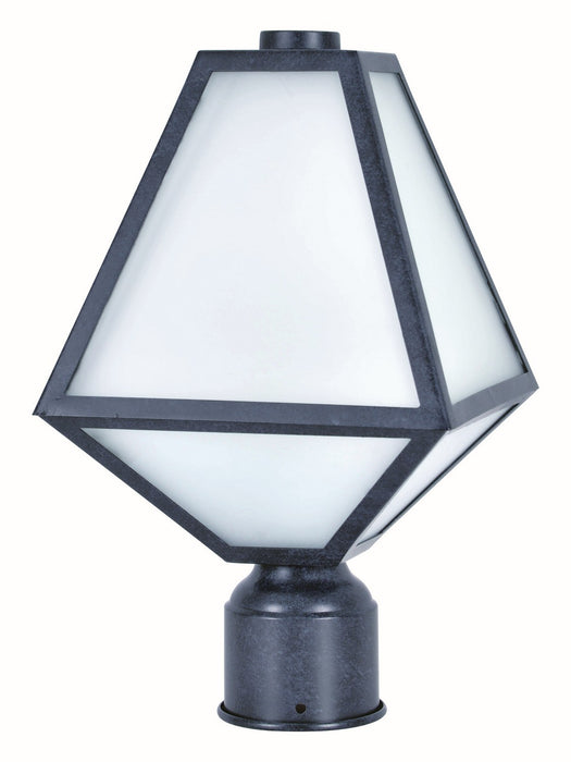 GLA-9707-OP-BC- Glacier 1-Light Outdoor Lantern Post in Black Charcoal with White Opal Panels Glass by Crystorama